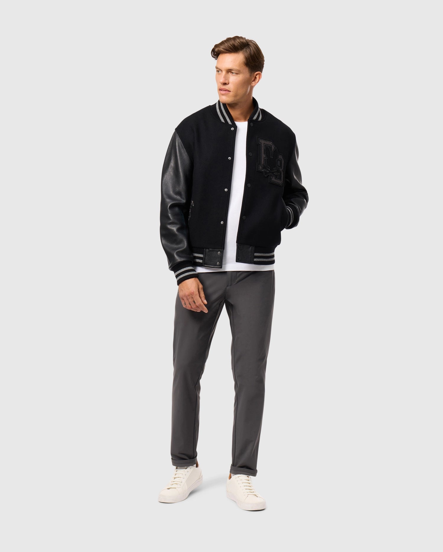 MENS BRAYDEN WOOL LEATHER VARSITY BOMBER - B6J876D200 - Image 7