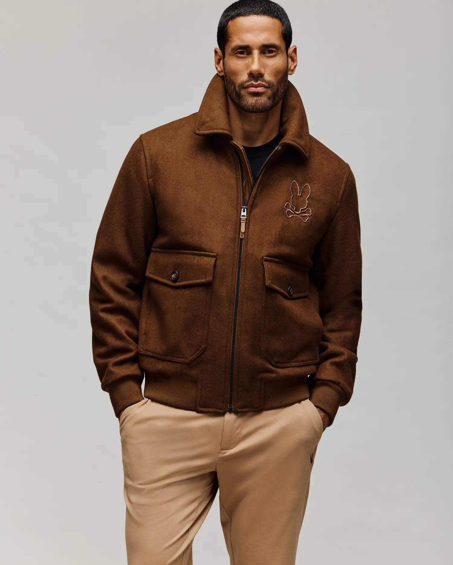 MENS GAVIN SOLID BOMBER JACKET - MO1100033 - Image 5