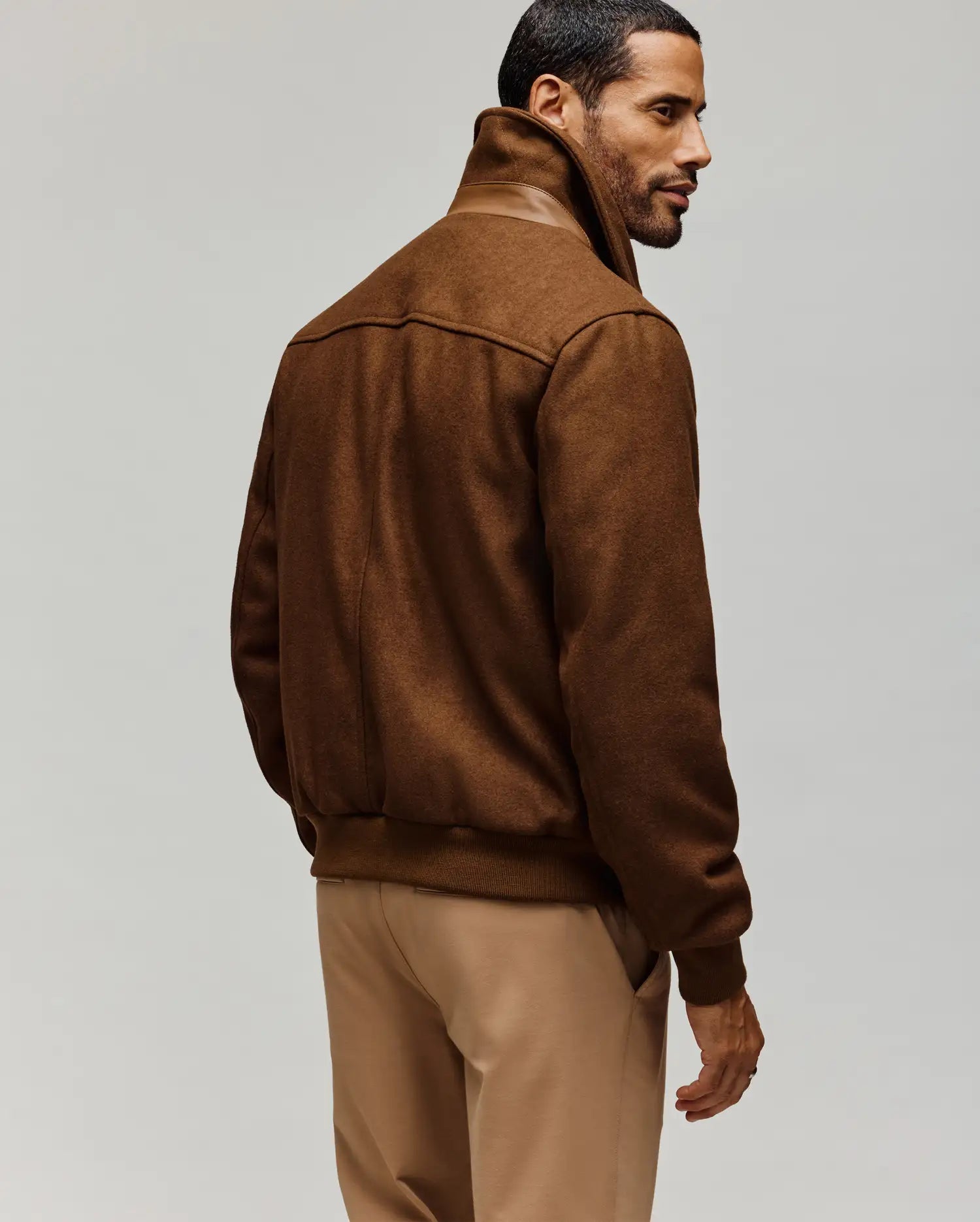 MENS GAVIN SOLID BOMBER JACKET - MO1100033 - Image 4