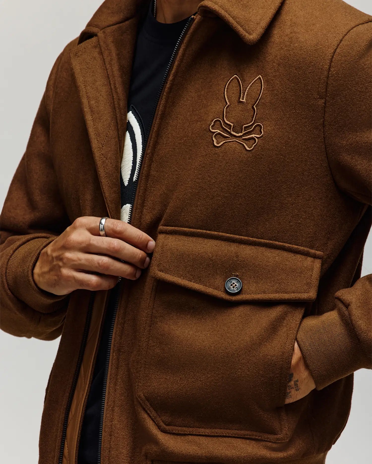 MENS GAVIN SOLID BOMBER JACKET - MO1100033 - Image 3