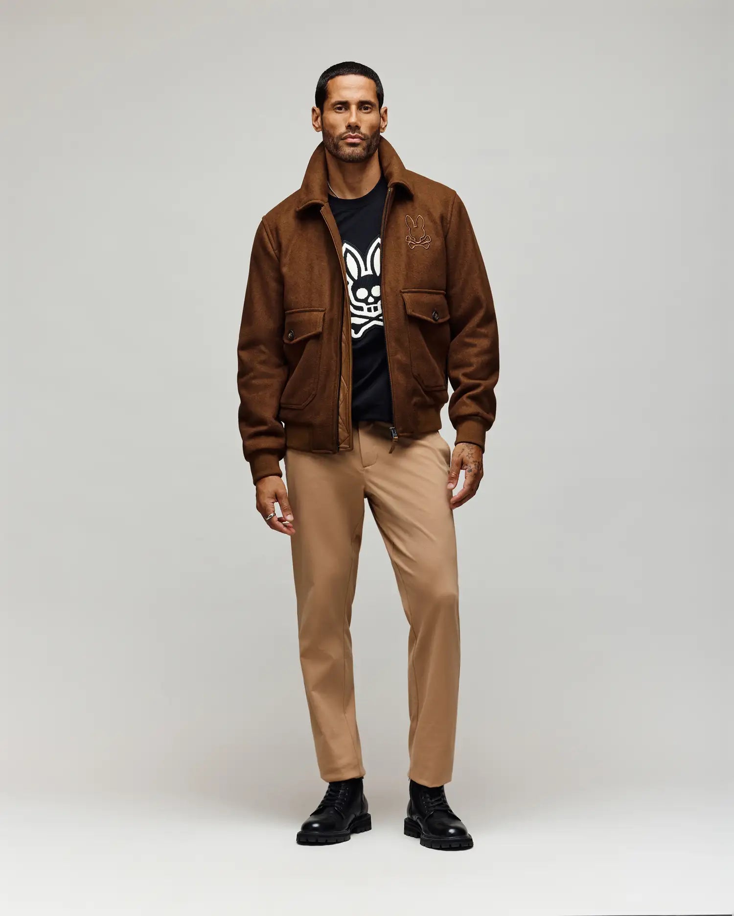 MENS GAVIN SOLID BOMBER JACKET - MO1100033 - Image 6