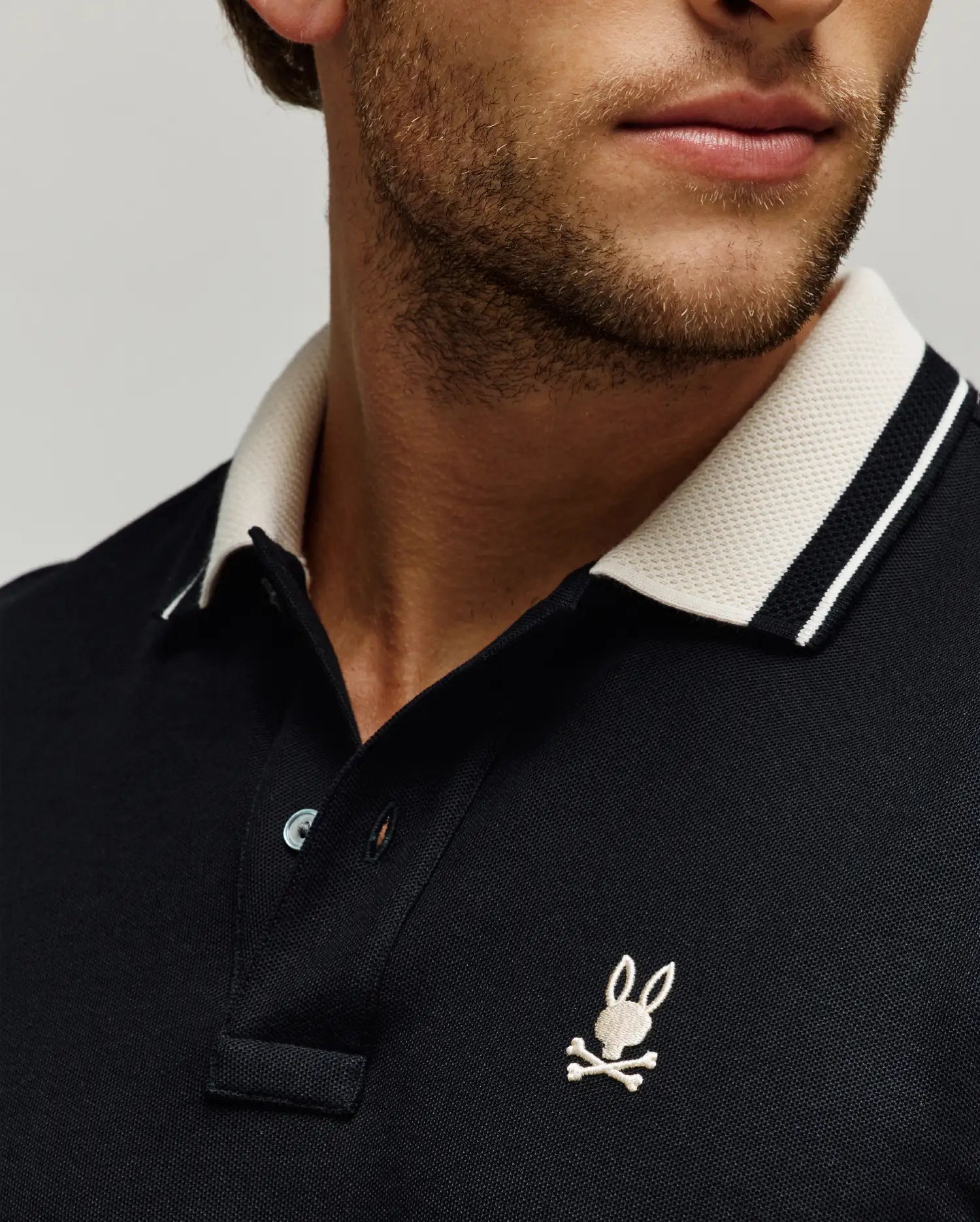 MENS INDIGO TEXTURED COLLAR PIQUE POLO - MT0100082 - Image 2