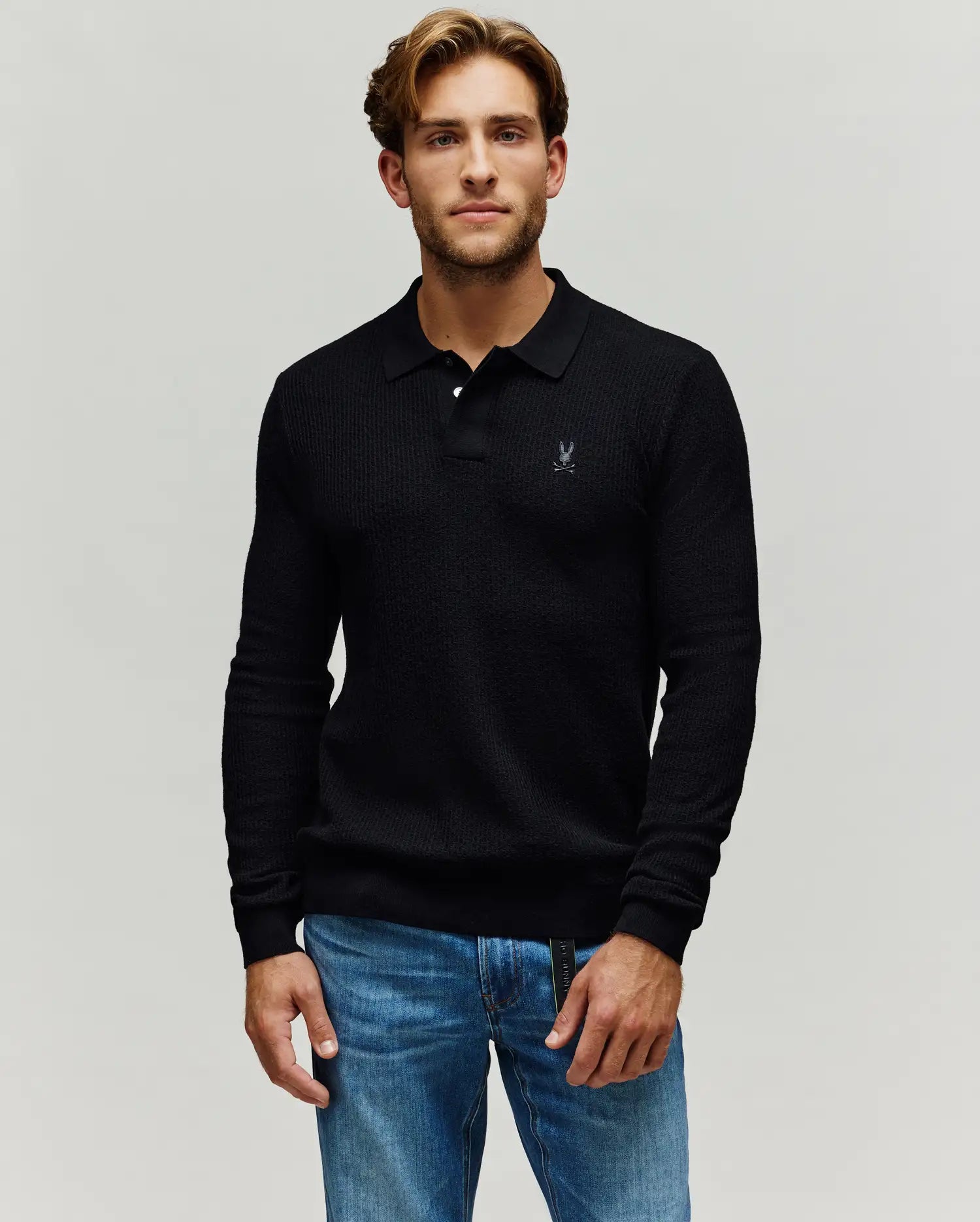 MENS ROMAN LONG SLEEVE KNIT POLO - MT0100153 - Image 3