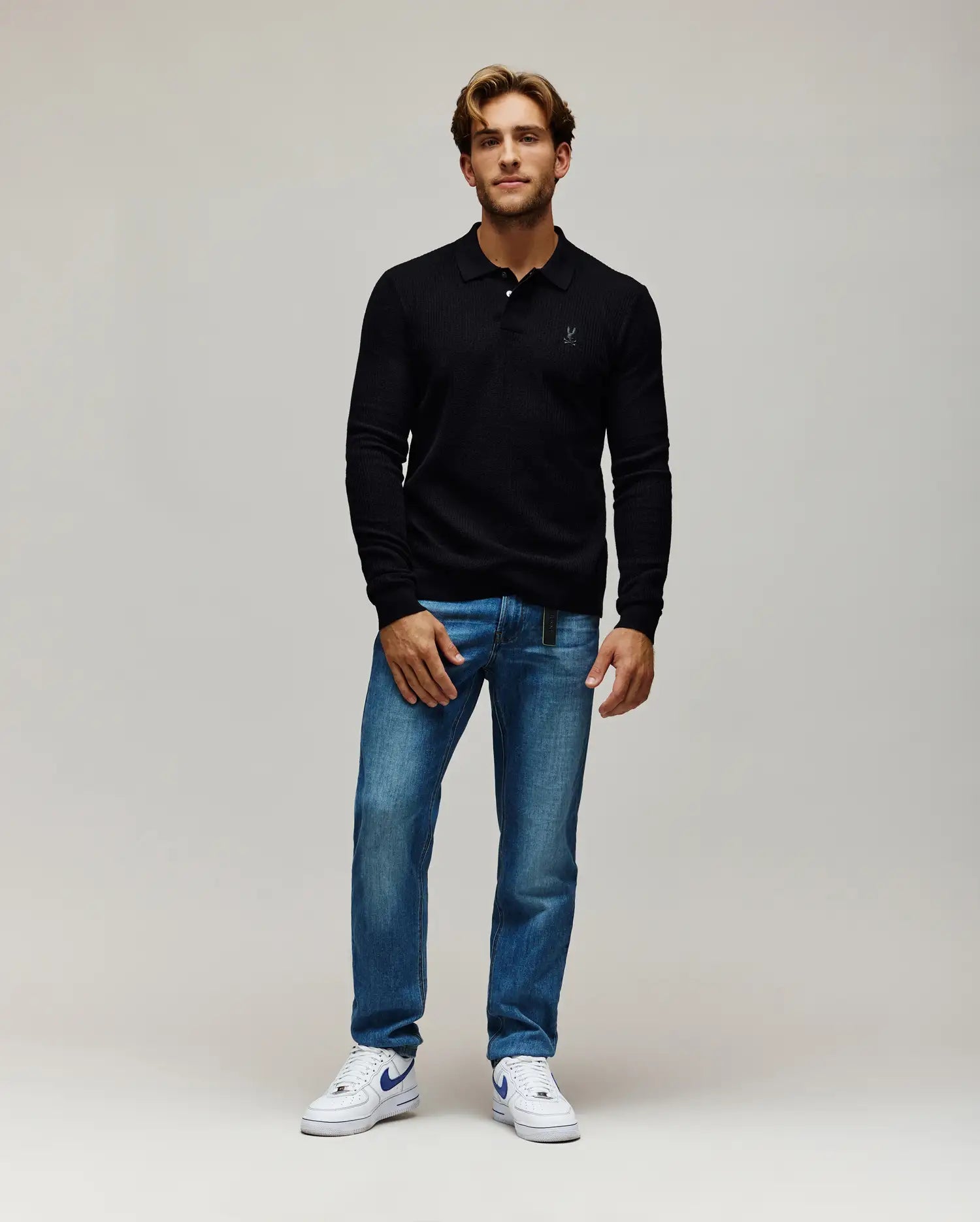 MENS ROMAN LONG SLEEVE KNIT POLO - MT0100153 - Image 4