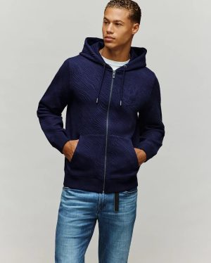 MENS KENDRICK DOUBLE KNIT JACQUARD ZIP TEXTURED HOODIE - MT0500149